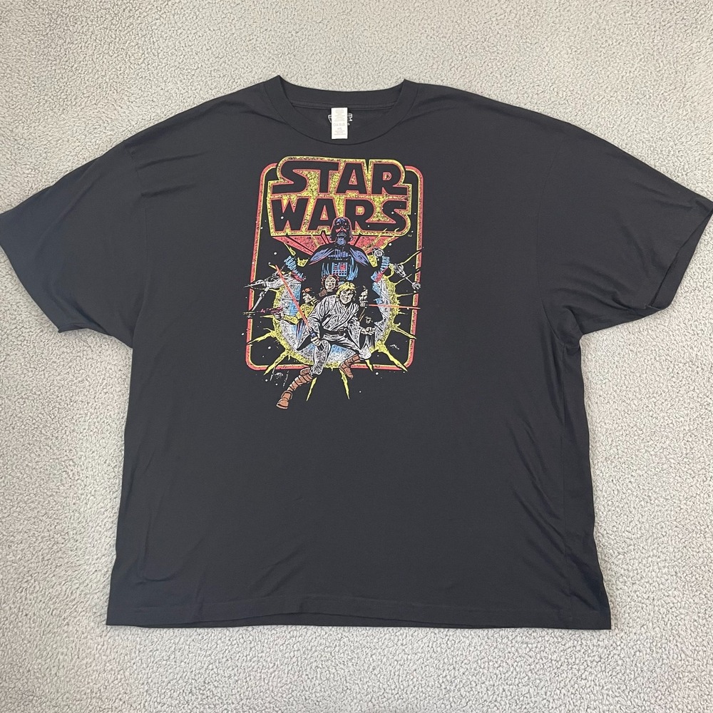 Star Wars Old School Comic-Style Tee 4XL Black Movie Tee Crewneck Sci-Fi
